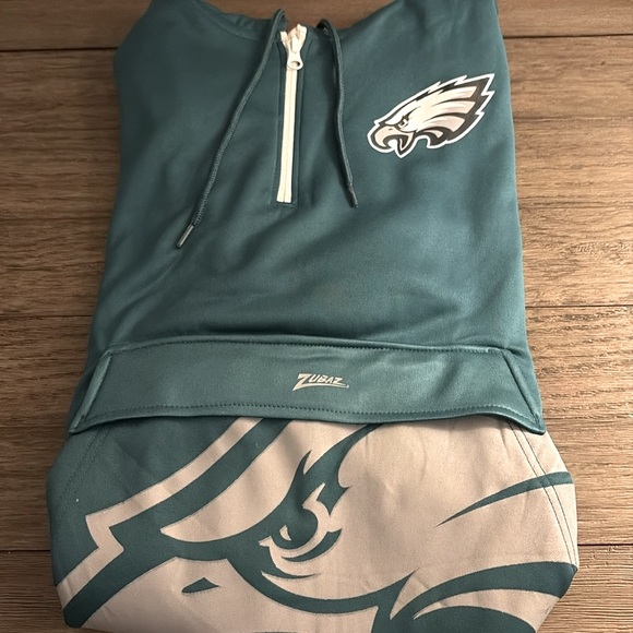 ❌SOLD❌NWT [Zubaz] Phaladelpha Eagles NFL 1/4 Zip Big Pocket Logo Hoodie Men's M - Picture 4 of 10